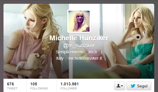 [#socialvip su Twitter] Michelle Hunziker prima donna in Italia da un milione di follower