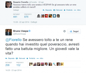 Bruno Vespa contro Fiorello su Twitter