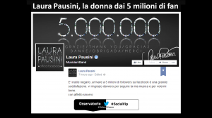 Laura Pausini record: 5 milioni di fan su Facebook