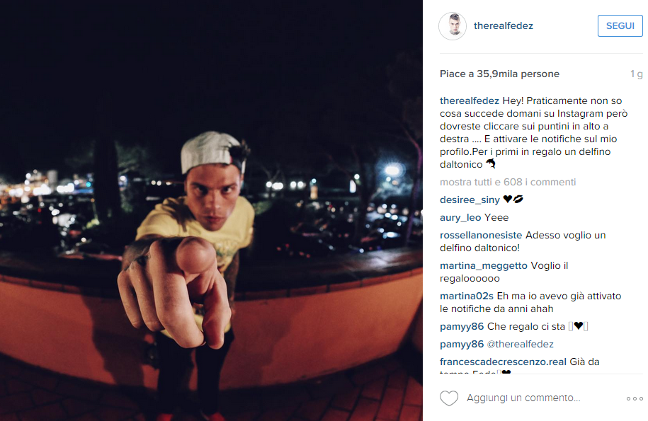 L'algoritmo di Facebook arriva anche su Instagram - post di Fedez