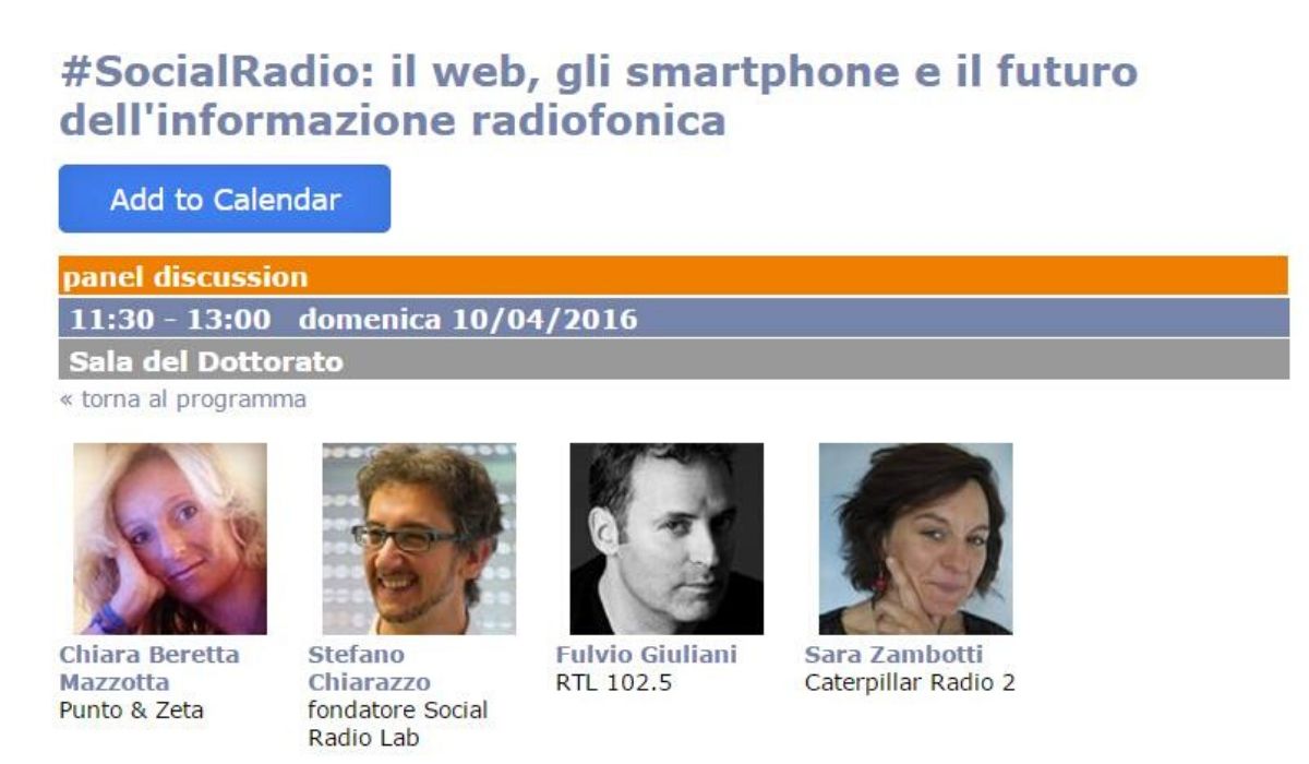 Gli ospiti del panel organizzato dal Social Radio Lab al Festival del Giornalismo 2016