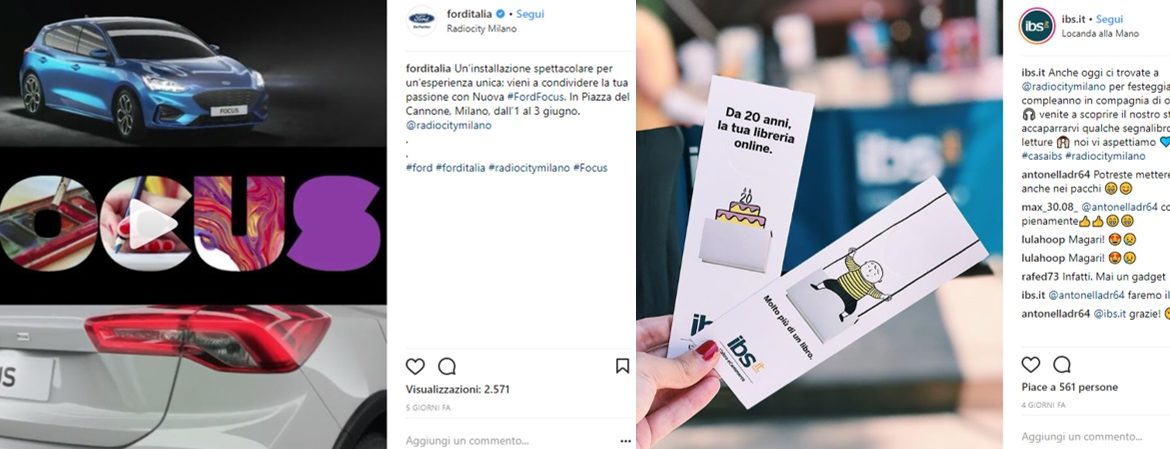 Gli sponsor dei Radio City Milano sui social